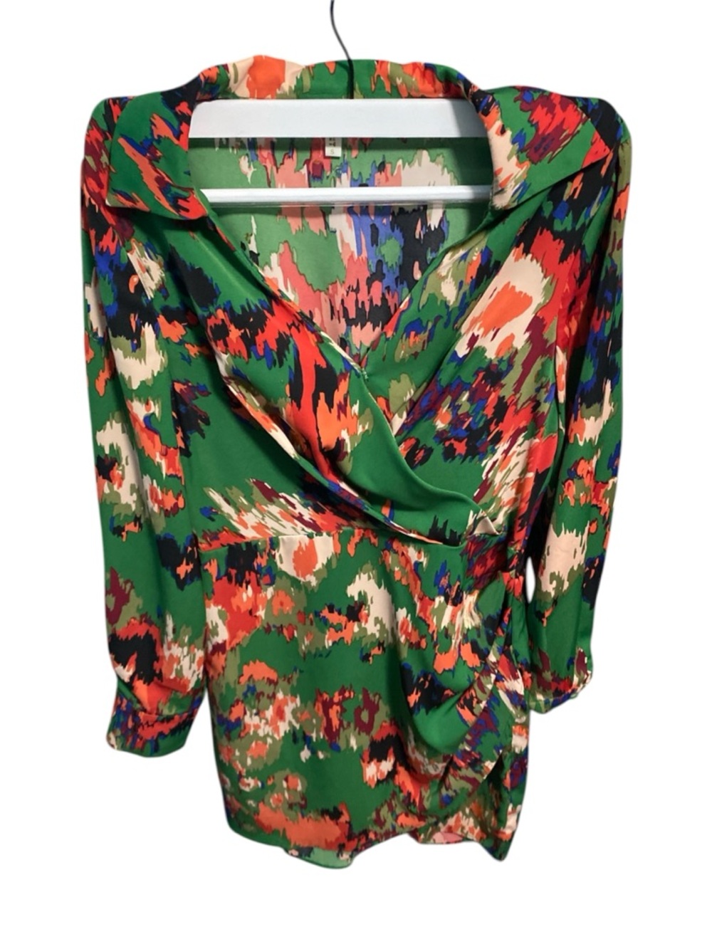 NWOT Green Abstract Print Wrap-Style Women's Dress